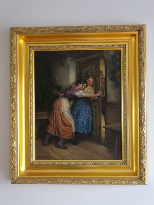Obraz Ferdinand Pacher -Scena Rodzajowa XIX w. antyk