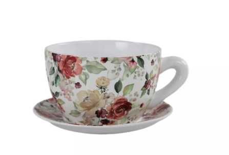 Filiżanka doniczka osłonka średnica 15cm kwiaty pastele