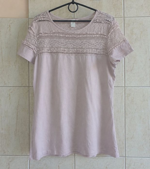 Bluzka z krótkim rękawem z koronką, t-shirt