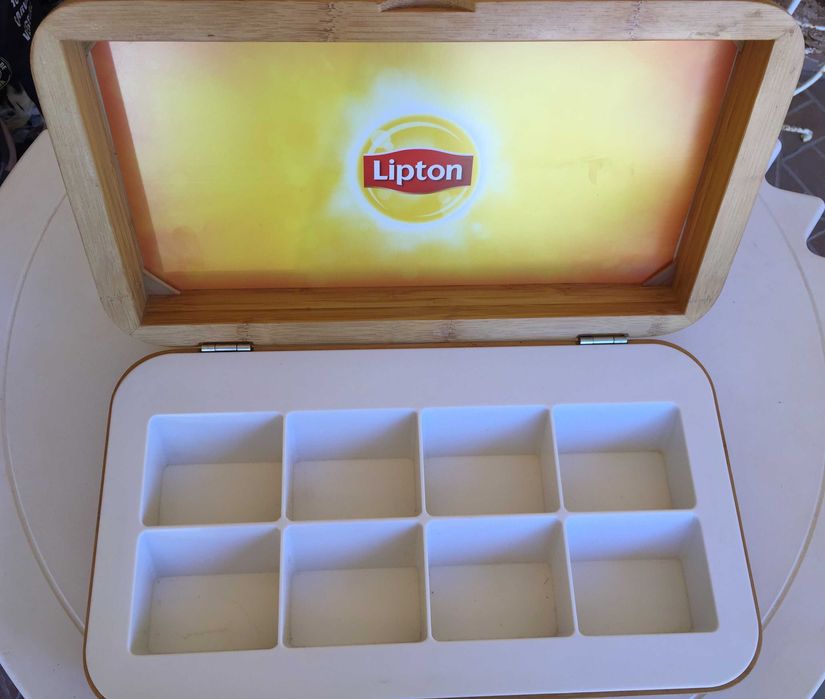 caixa de chá em madeira