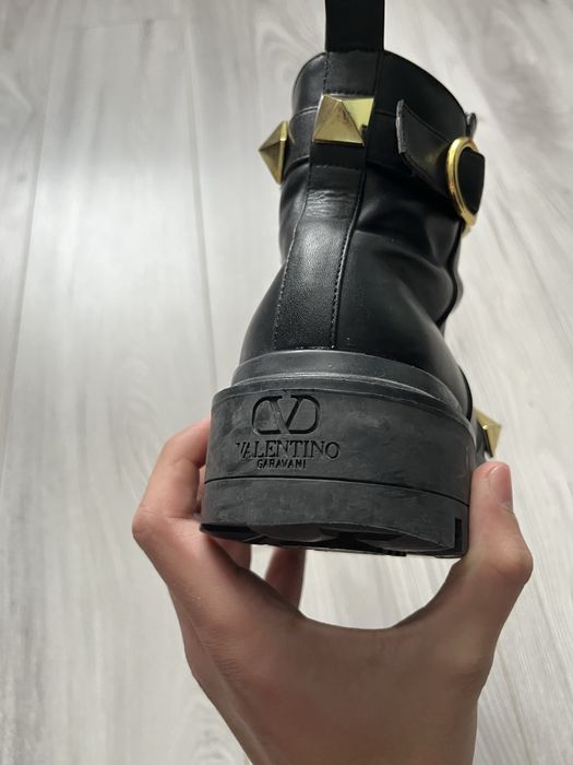 Valentino Garavani Roman Stud Calfskin Combat Boot