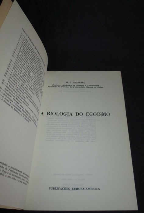 Livro A Biologia do Egoísmo G. F. Sacarrão