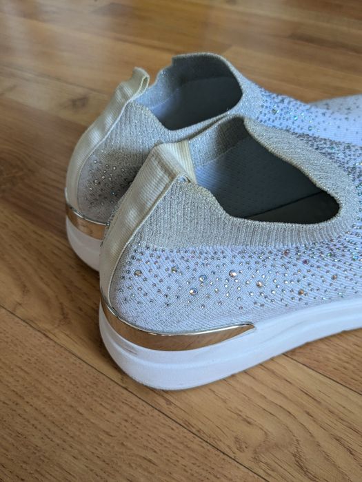 Białe buty adidasy sportowe z cekinami wesele ślub 42 ccc