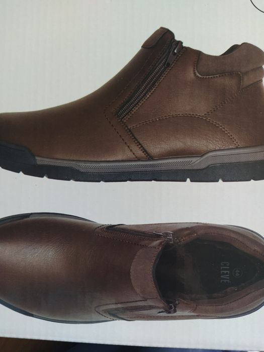 Buty skórzane zimowe botki męskie brązowe ocieplane 44