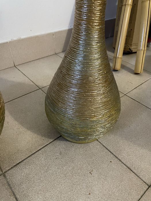 Jarras Decorativas Douradas com Topiárias Artificiais