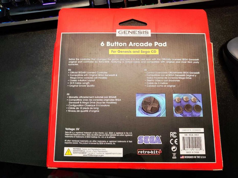 Retro-Bit 2.4GHz Wireless Controller 8-Button Sega Genesis/Mini Black