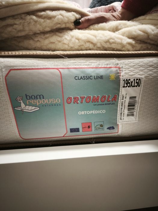Cama de Casal com Cabeceira + Colchão Ortopédico Bom Repouso 195x150