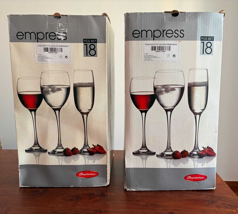 2 conjuntos copos Pasabahçe Empress – 36 peças (novos)