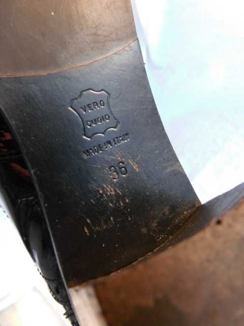 Cenedelle vero cuoio włoskie skórzane sznurowane botki lakierki 36