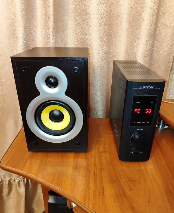 Акустика Microlab Pro1 Dark 2.0 | 60Вт | дерево | пульт ДУ |  Высокое качество звука
