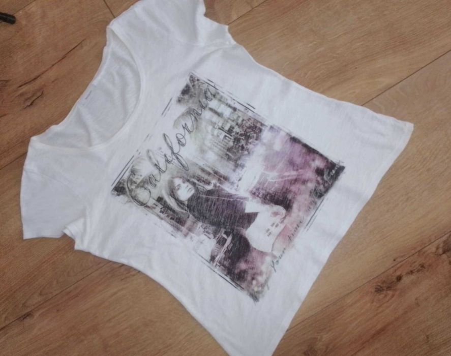 koszulka biała bawełna  YESSICA 42 XL/aplikacja przód