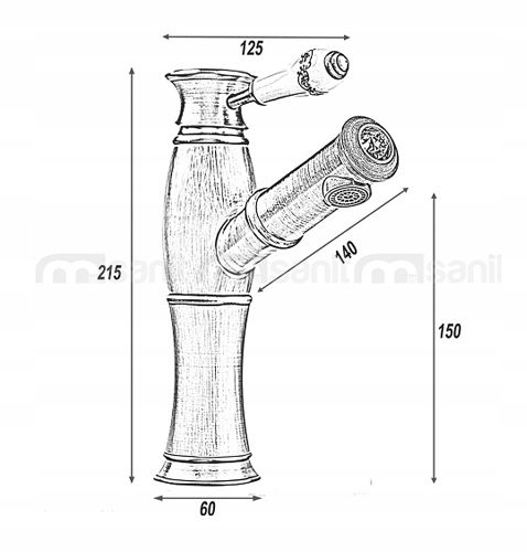 RETRO bateria umywalkowa wannowa stare złoto