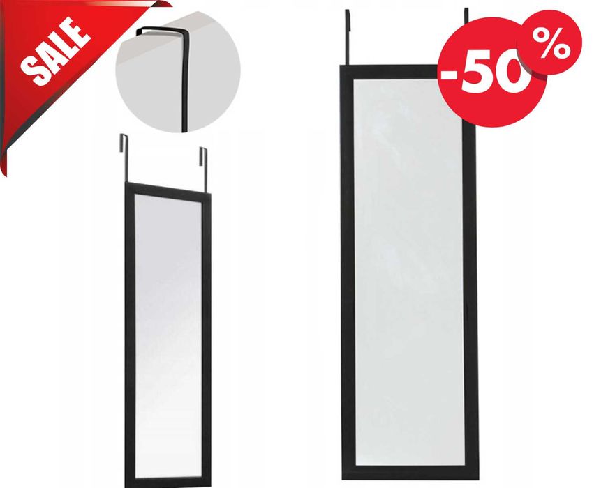 Nowoczesne LUSTRO Wiszące Na Drzwi Szafę Czarna Rama Duże (GRATIS)