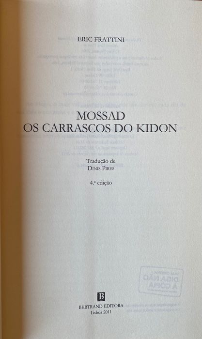 Mossad - Os Carrascos do Kidon, de Eric Frattini