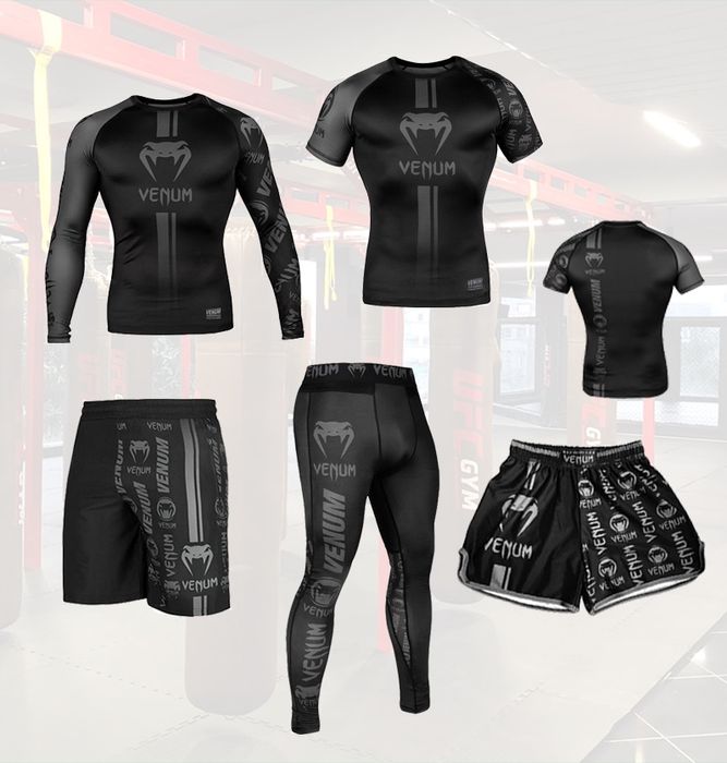 Venum Комплект 3 в 1 Logos Dark рашгард, футболка, шорты, леггинсы!