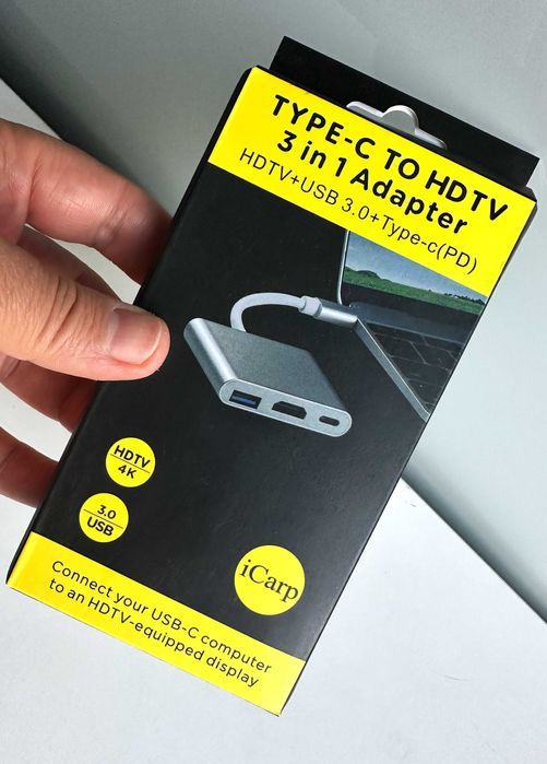 Кабель-перехідник HD TV+USB 3.0+Type-c(PD)