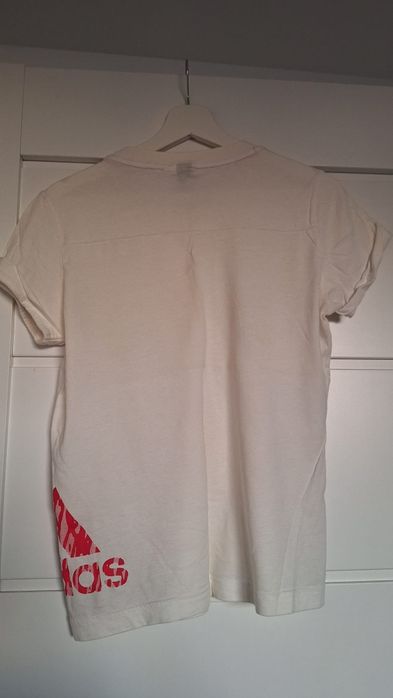 Tshirt Adidas M biało czerwony z logo