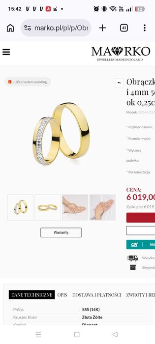 Obrączka 50 brylantów