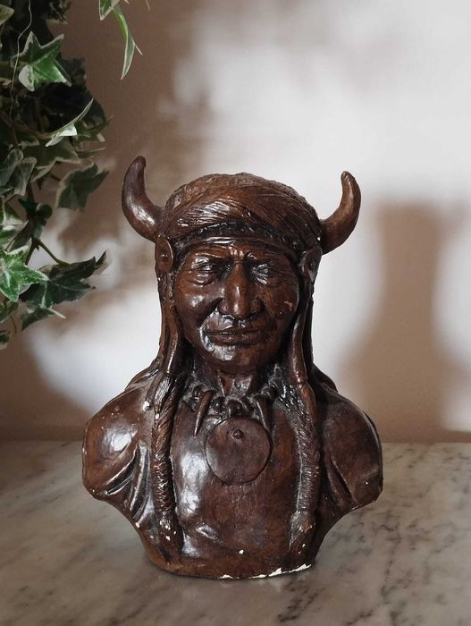Escultura Busto Indígena Chef Índio Gesso