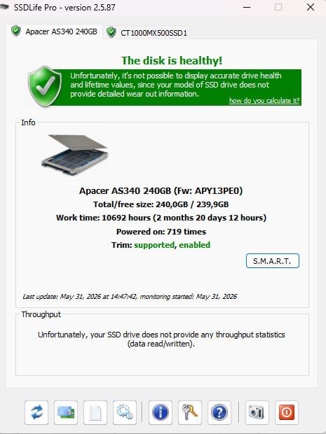 Ssd Apacer AS340 240gb б/в
