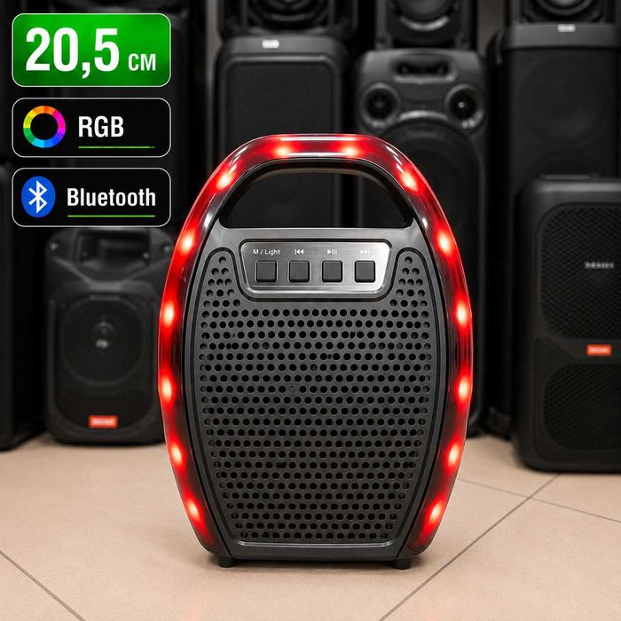 Bluetooth колонка ESS 109B | RGB | Караоке | 4" динамік | 21,5 см