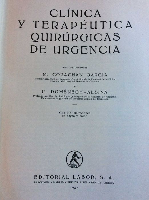 Clínica terapéutica y quirúrgica de urgencia,  1937