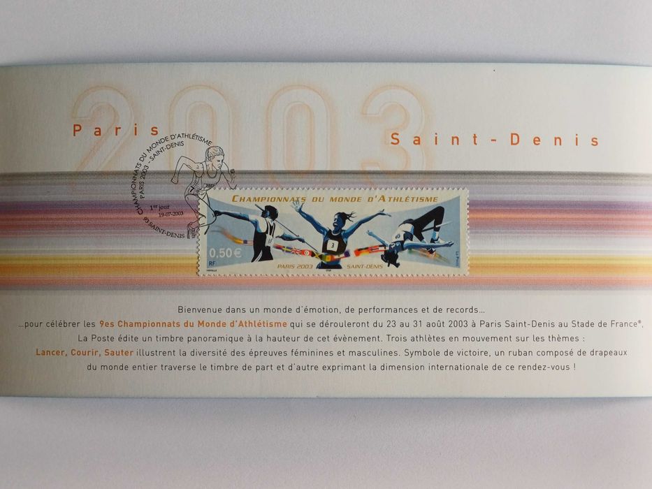 Filatelia - França Souvenir Campeonato Mundo Atletismo, 2003 – 2,00€