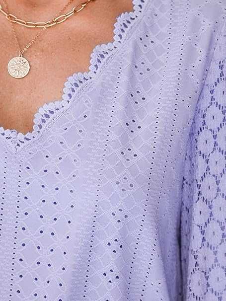 bluzka długim rękawem koronka elegancka modna S