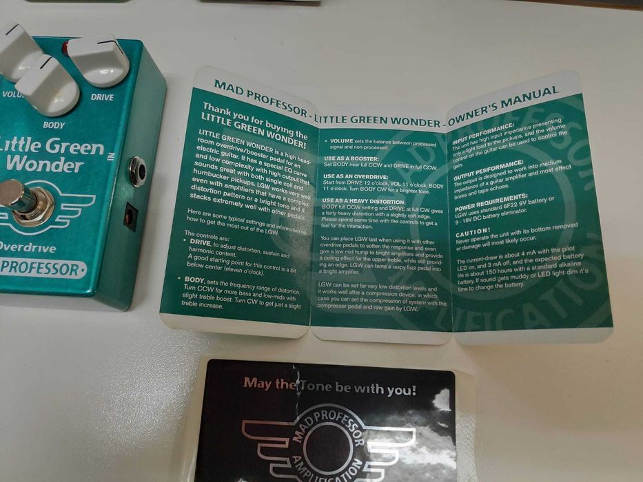 PEDAL GUITARRA OVERDRIVE MAD PROFESSOR LITTLE GREEN WONDER - COMO NOVO