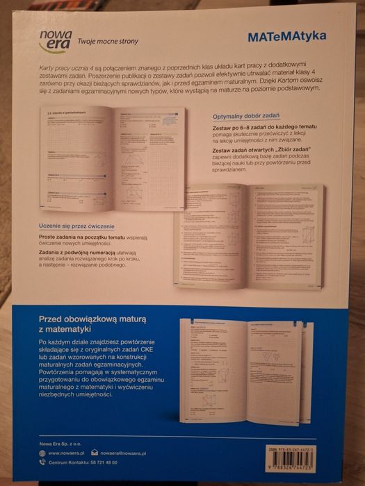 MATeMAtyka 4, NOWE karty pracy ze zbiorem zadań, zakres podstawowy