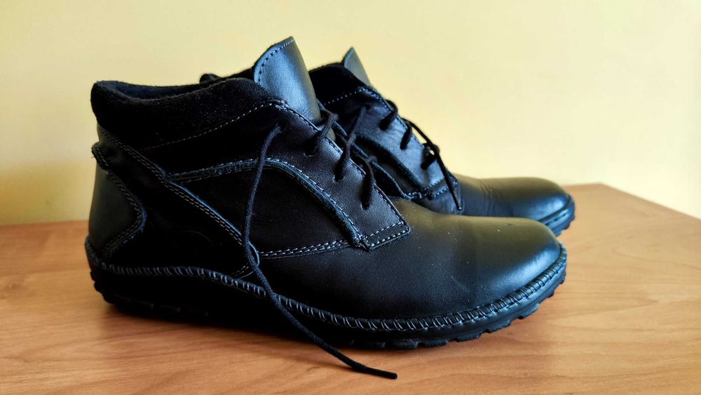 Nowe buty damskie Helios Komfort rozmiar 38-czarne, naturalna skóra
