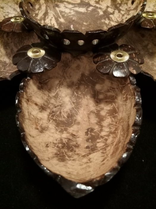 Conjunto para aperitivos em casca de coco