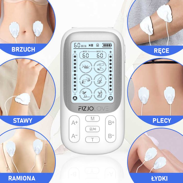 Elektrostymulator mięśni tens ems masaż stymulacja biały AS9020