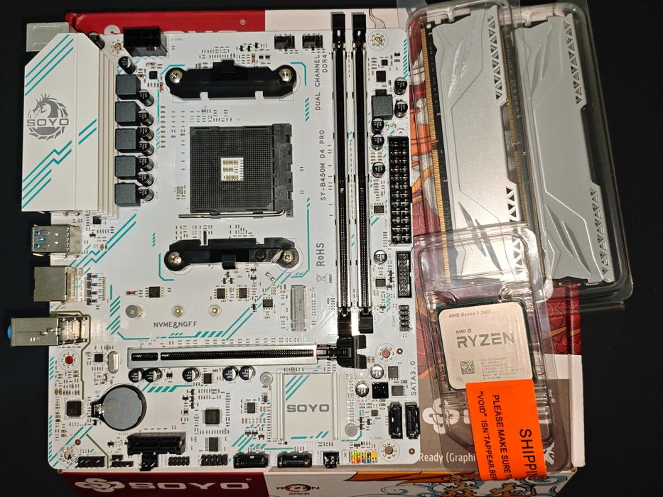 AMD Ryzen 5 3600, B450M SOYO, DDR4 16 ГБ (2x8) комплект