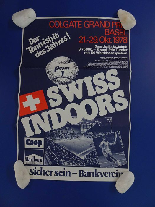 Antigo poster Ténis Tennis Grand Prix Basel 1978 Swiss Indoors