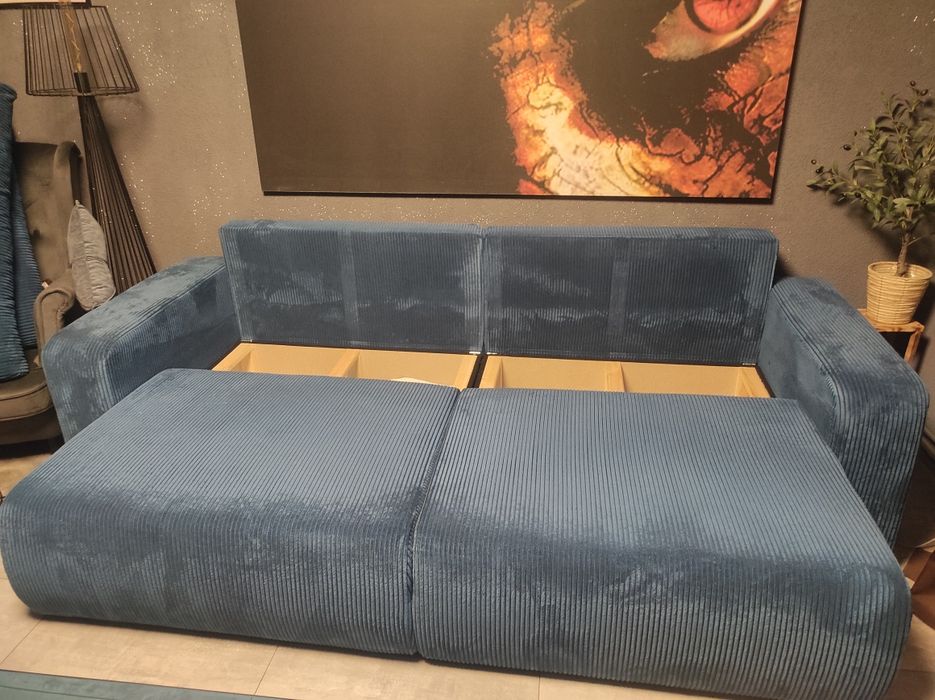 Sofa kanapa sztruksowa granat niebieski