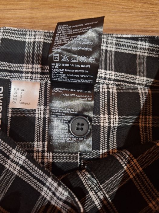 Mini spódniczka w czarno-białą kratę H&M