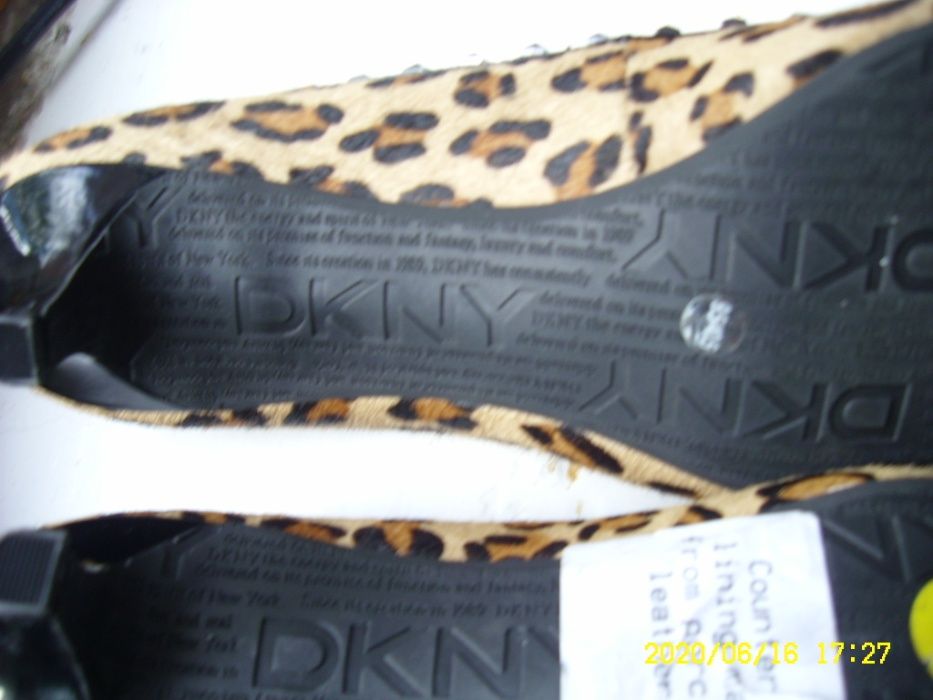 nowe DKNY czółenka buty 39 40,5 skóra pantera lakierowane