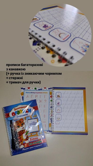 Прописи багаторазові з канавкою