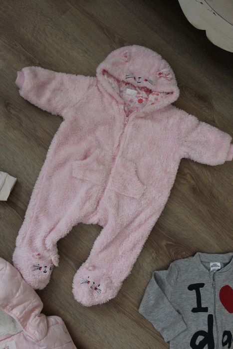 Jak NOWY Kombinezon KOT, kwiaty, jesień wiosna pajac 3-6 msc 68