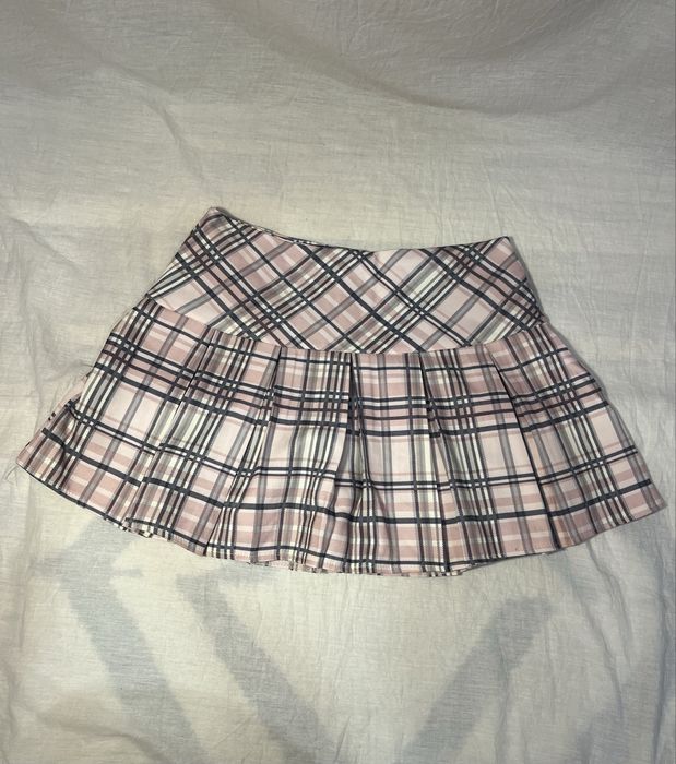 розовая юбка в клетку