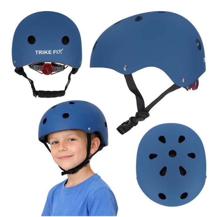 Kask Dziecięcy na Rower Hulajnogę Rozmiar S 48-54 cm Granatowy Lampka