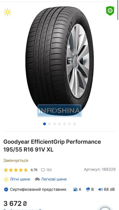 Шини.  195/55/16