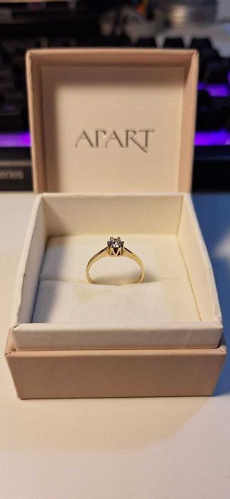 PIERŚCIONEK Zaręczynowy ZŁOTY JEDYNY W. Kruk 0,2 ct 585 rozmiar 10