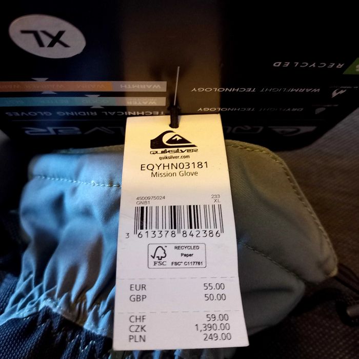 Лижні,сноубордичні перчатки Quiksilver Mission Glove 2024