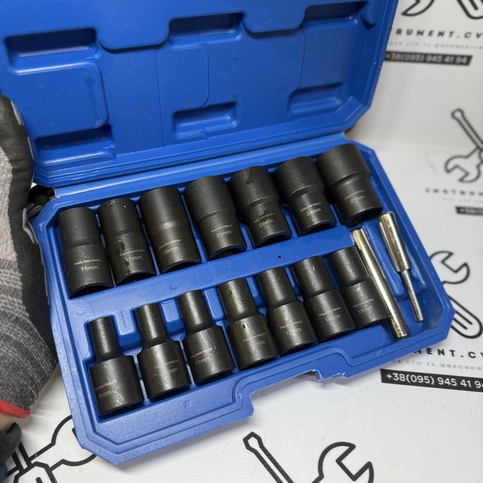 Набір головок екстракторів для пошкоджених граней 1/2 (8-27мм) 16од.