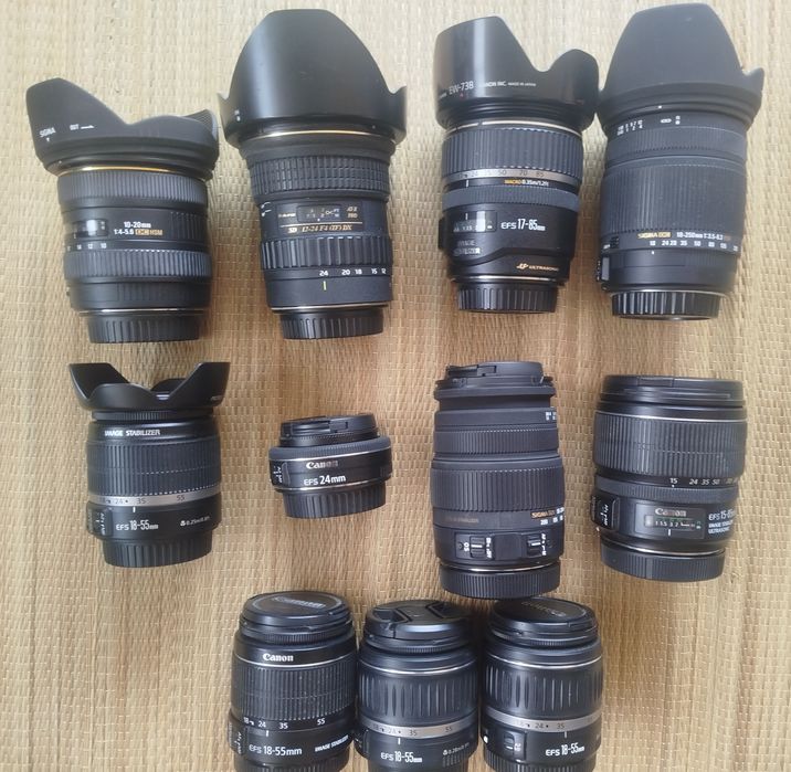 Lentes EF-S 24mm f2.8, 17 85mm, 50-200mm etc