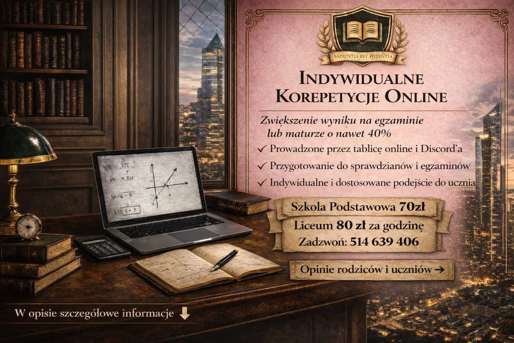 Korepetycje z matematyki online  dla Podstawówki i Liceum[E8 i Matura]
