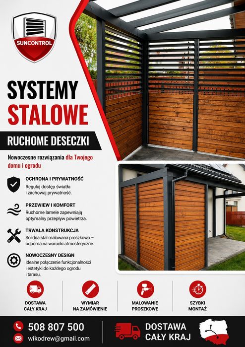Systemy stalowe ruchome deseczki zabudowa tarasu