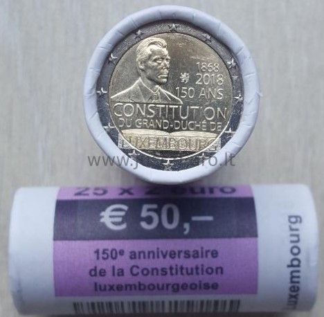 Rolos de 25 moedas comemorativas de 2 euros Portugal Malta Luxemburgo
